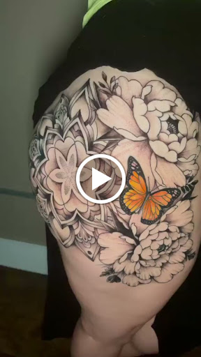 Explore mens knee tattoo ideas, creative tattoo ideas in Roanoke, available at Saint Cecilias Art Studio
