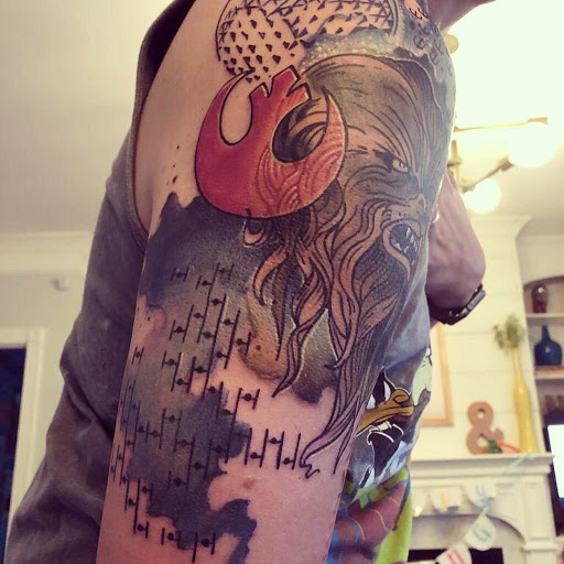 Explore finger lettering tattoo ideas, creative tattoo ideas in Nashville, available at Chipper Harbin Tattoos