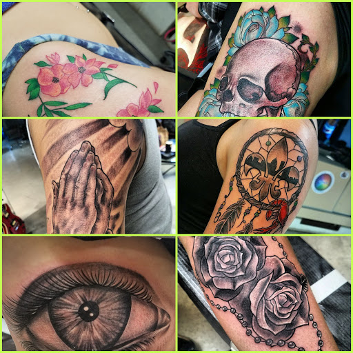 Explore religious cross tattoo ideas, creative tattoo ideas in Plainfield, available at Tattoo Warehouse AND Body Piercings