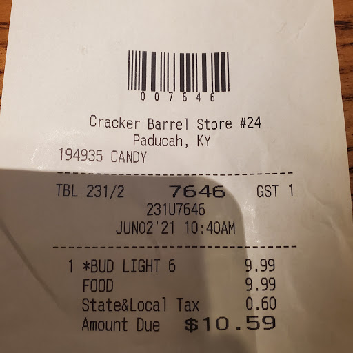 American Restaurant «Cracker Barrel Old Country Store», reviews and photos, 5035 Hinkleville Rd, Paducah, KY 42001, USA