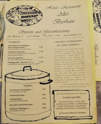Menu du Altes Bierhaus Hotel Restaurant à Arzbach