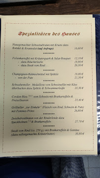 Menu du Max Joseph zur Einkehr à Krün