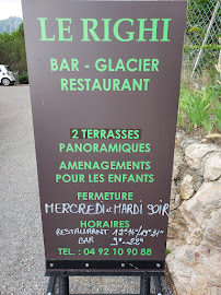 Restaurant Le Righi à Ste Agnès carte