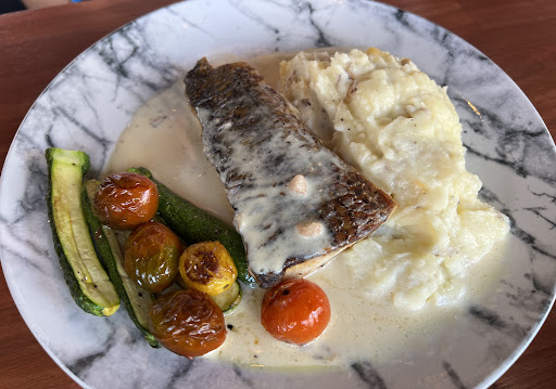 Bass with garlic mashed potatoes