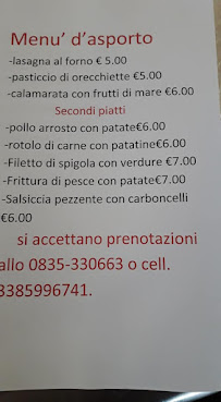 Menu du Break Paradise à Matera