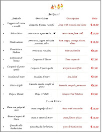 Menu / carte de Gasoline à Orosei