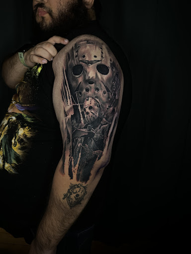 Explore angel tattoo sleeve ideas, creative tattoo ideas in Vallejo, available at Invictus Tattoo Studio