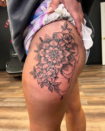 Explore english bulldog tattoo ideas, creative tattoo ideas in Lake City, available at Crooked Spines Tattoo Studio