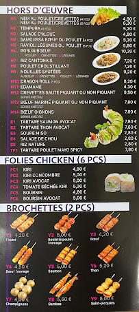 Restaurant halal Folie’s Sushi à Eaubonne (la carte)