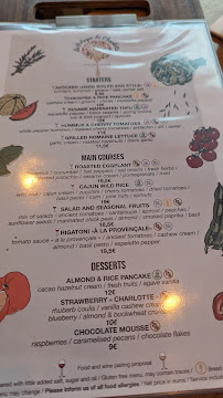 Restaurant végétalien Le Potager de Charlotte à Paris - menu / carte