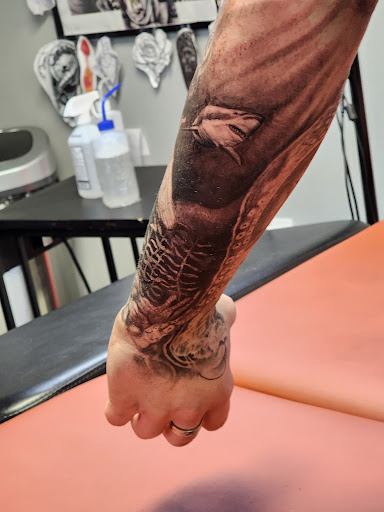 Explore biomechanical tattoo ideas, creative tattoo ideas in Williamsburg, available at 315 underground INK LLC