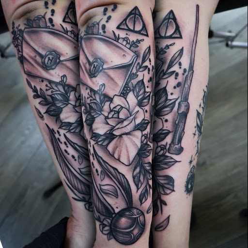 Explore shoulder arm tattoo ideas, creative tattoo ideas in Brunswick, available at Black Element Tattoo