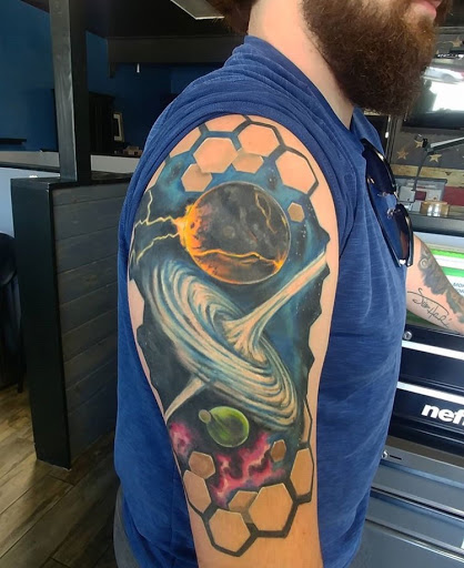 Explore compass tattoo cover up ideas, creative tattoo ideas in Laguna Beach, available at Lo Cal Tattoo Studio