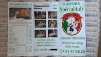 Carte du Pizzeria Specialitaly à Menton