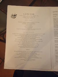 La Pie Noir à Paris menu
