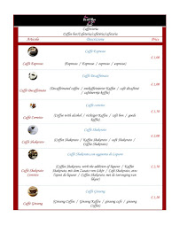 Menu du Bar Via Del Mare 21 à Orosei