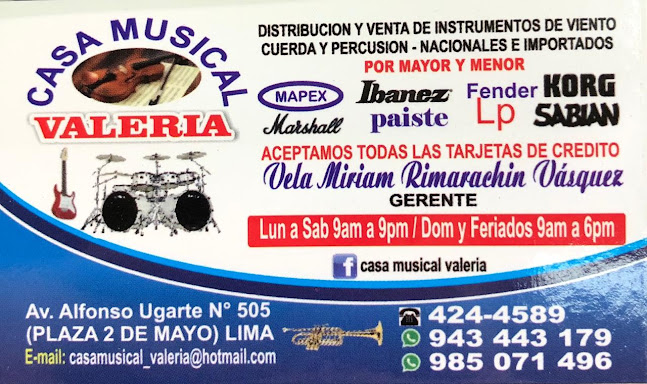 Opiniones de Casa Musical Valeria en Lima - Tienda de instrumentos musicales