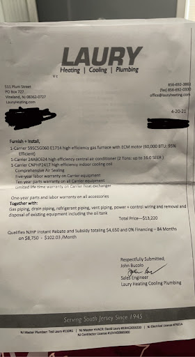 HVAC Contractor «Laury Heating Cooling & Plumbing», reviews and photos, 936 S Broadway, Pennsville, NJ 08070, USA
