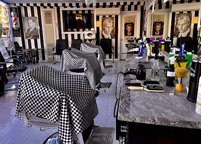 black and white barbershop