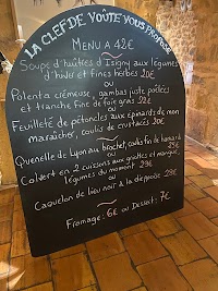 Menu du La Clef de Voute à Val d'Oingt