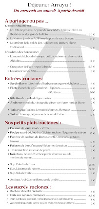 Restaurant gastronomique Restaurant ARRAYA à Sare (la carte)