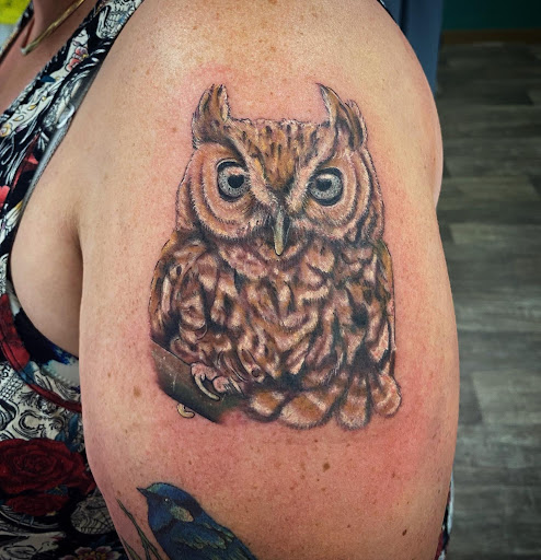 Explore thigh tattoo cover up ideas, creative tattoo ideas in Fairmont, available at Sleazy Studios
