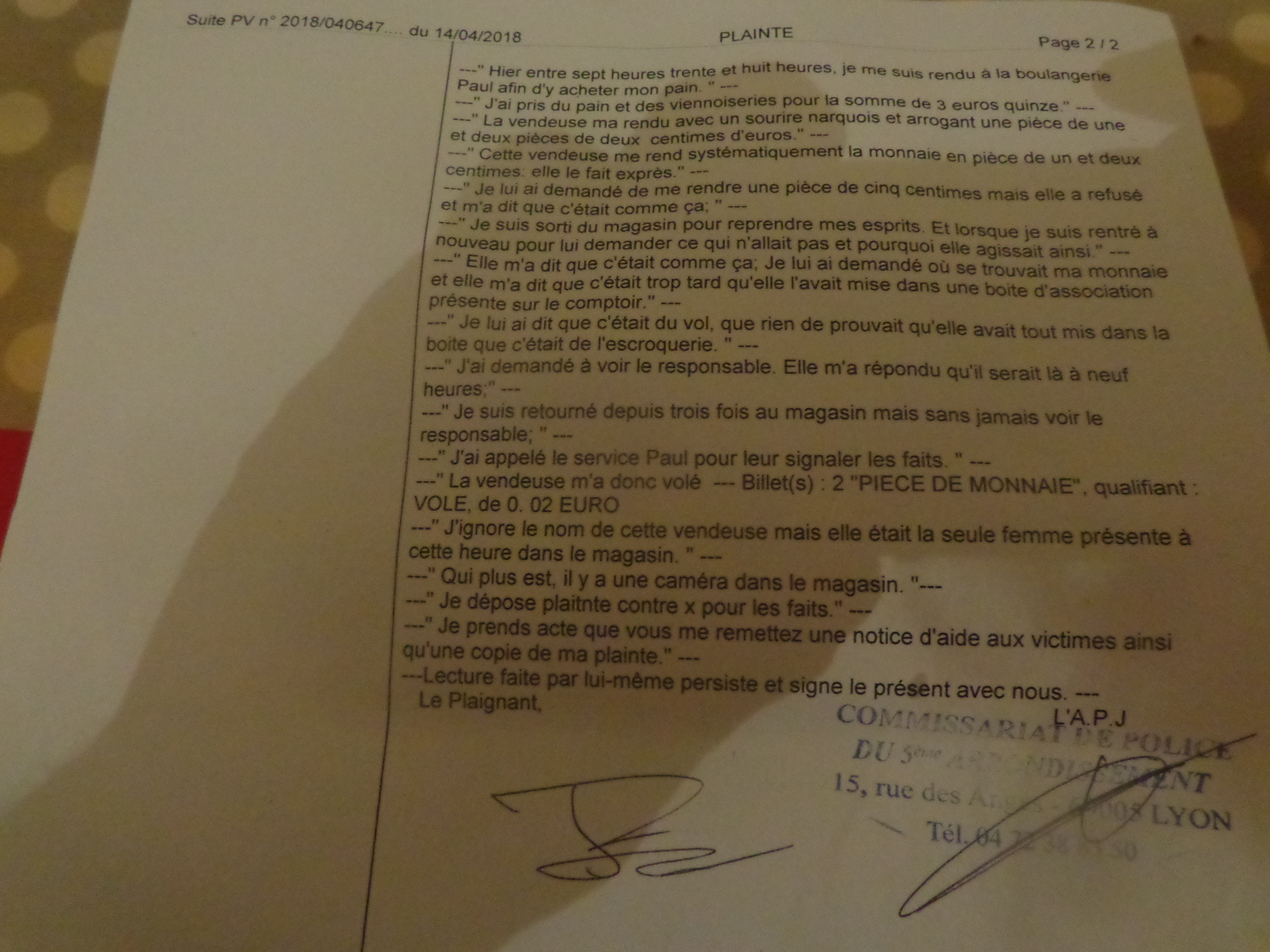 Photo n° 1 de l'avis de Thierry.a fait le 15/04/2018 à 03:50
