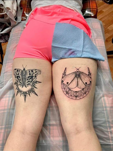 Explore pink tattoo ideas, creative tattoo ideas in Benton, available at Spectrum Tattoo