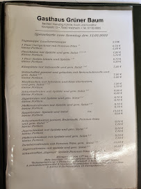 Hansjörg Kühnle Gasthaus Grüner Baum à Welzheim carte