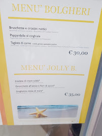 Menu du Jolly Beach à Marina di Bibbona