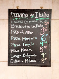 Restaurant Pizzaria da Italia à Lisbon (le menu)