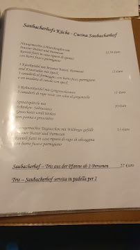 Menu du Albergo Saubacherhof à Barbian