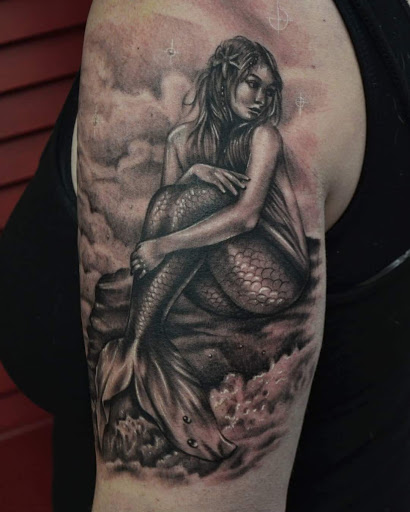 Explore christian sleeve tattoo ideas, creative tattoo ideas in Brunswick, available at Black Element Tattoo