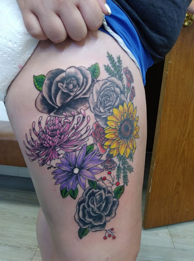 Explore half sleeve skull tattoo ideas, creative tattoo ideas in Mount Airy, available at Big Daddy Ds Tattoos