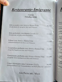Menu du Café Restaurant Imigrante à Stuttgart