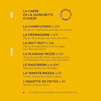 Menu / carte de La Guinguette d'Avèze à Avèze