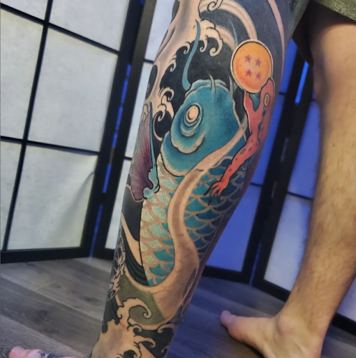 Explore family sleeve tattoo ideas for males, creative tattoo ideas in Tea, available at Red Arbor Tattoo