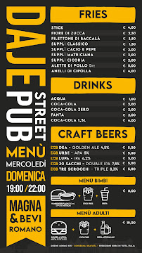 Menu du Daje street•pub The Truck à Rome