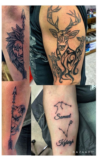 Explore men's side neck tattoo ideas, creative tattoo ideas in Hudson Falls, available at ALTERED ADDICTION TATTOOS