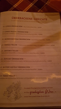 Menu / carte de Athos Griechische Spezilitäten à Thalheim
