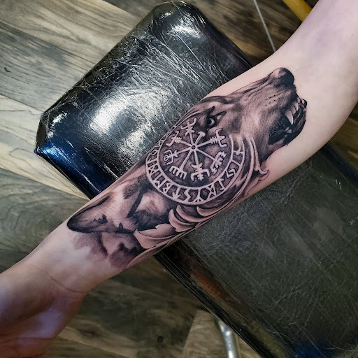 Explore hip thigh tattoo ideas, creative tattoo ideas in Whitehall, available at Legion Tattoo Gallery