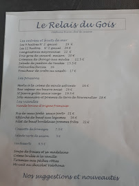 Menu du Le Relais du Gois à Beauvoir-sur-Mer