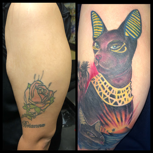 Explore calf muscle tattoo ideas, creative tattoo ideas in Savannah, available at Tatlyfe Studios