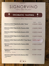 Menu du Signorvino à Verona