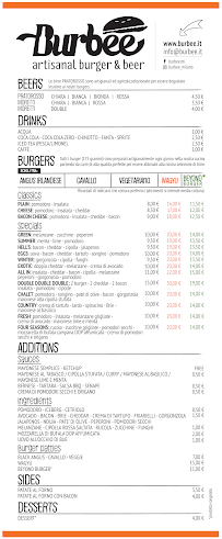 Menu du Burbee à Milan