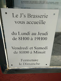 Le J'S Brasserie à Le Luc menu