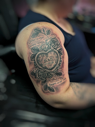 Explore leg tattoo idea for men, creative tattoo ideas in Fort Myers, available at Loyal 2 The Coil Tattoos & Piercings (Edison Mall Location Entrance F)