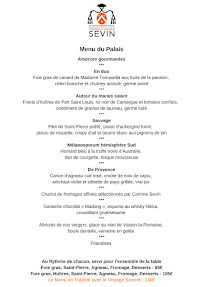 Restaurant SEVIN à Avignon menu