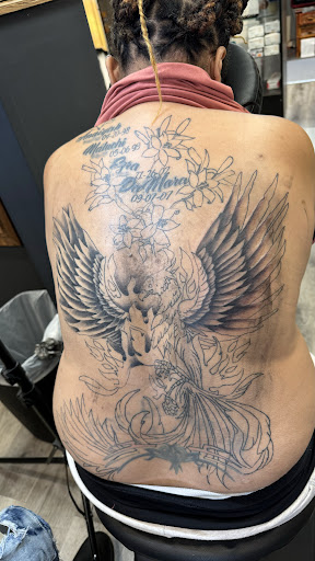 Explore girl sleeve tattoo ideas, creative tattoo ideas in Columbus, available at FOGGY BOTTOMS INK