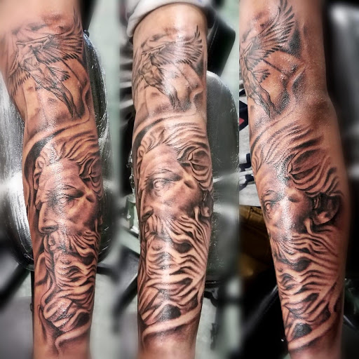Explore black and grey tattoo ideas, creative tattoo ideas in Roanoke, available at Saint Cecilias Art Studio